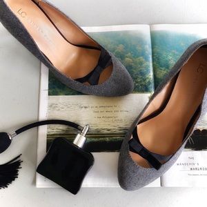 LAUREN CONRAD• ‘Ella Grey’ Felted Wool & Bow Pumps